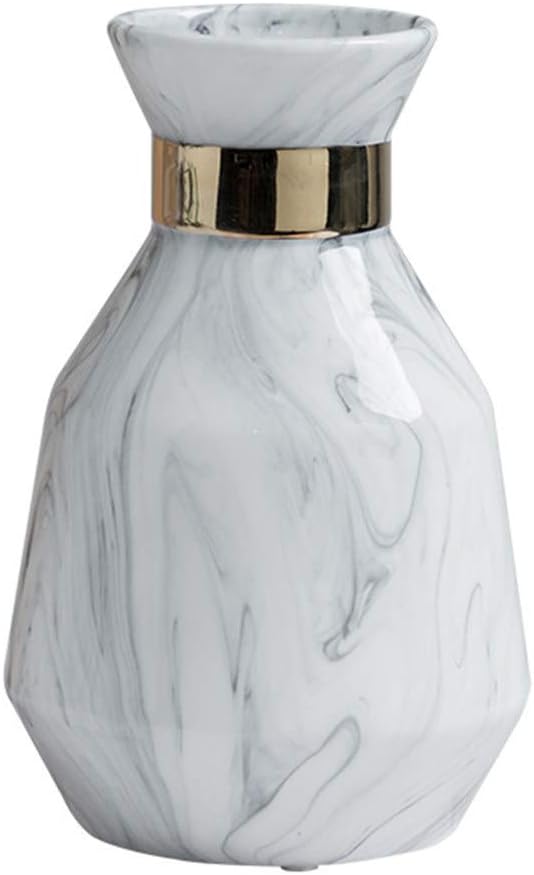 xvbasetud Matte White Round Ceramic Tabletop Home Decoration Porcelain Tabletop Flower Vases Marble Golden