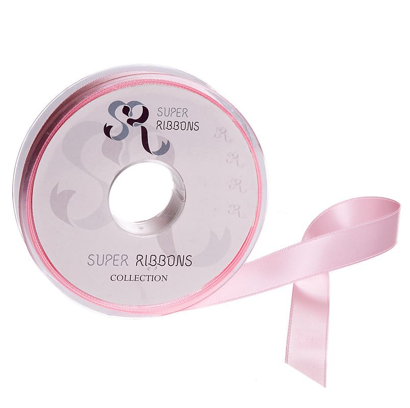 SR SUPER RIBBONS®™- Full Reel 38mm Double Faced Satin Ribbon, 20 Metres on Reel - Baby Pink