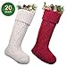 LimBridge Christmas Stockings, 2 Pack 20 inches Large Size Cable Knit Knitted Xmas Rustic Personalized Stocking Decorations for Family Holiday Season Decor, White or Red