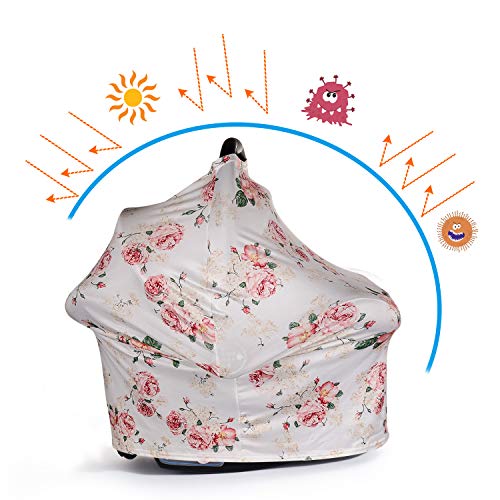 DSYJ Nursing Cover Baby Breastfeeding Scarf with Free Matching Pouch, Car Seat Covers, Boys and Girls Shower Gifts, Multifunctional Cover - Floral