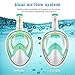 BFULL Snorkel Mask Full Face 180° Panoramic Sea View Anti-Fog Anti-Leak Snorkeling Mask with Action Camera Mount and Soft Adjustable Head Straps for Kids and Adults (White-Green, S/M)