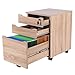 Decho 3 Drawer Wood Mobile File Cabinet Fully Assembled Except Casters,Letter Size/A4,Oak