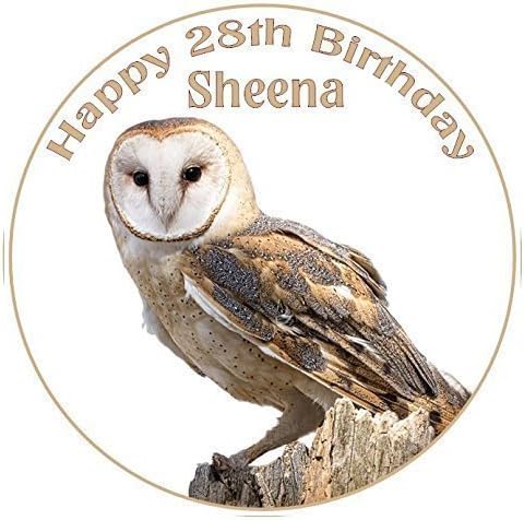 Owl Personalised 7 5 Round Icing Birthday Cake Topper Decoration