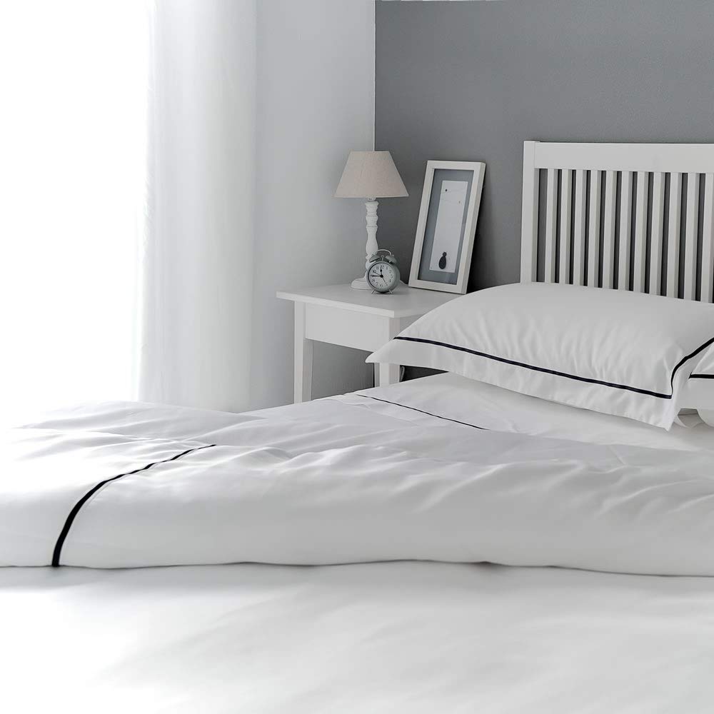 Harmony - Egyptian Cotton 300 Thread Count King Size Flat Sheet, 240x280 cm, White, Luxury Bedding Made in Portugal