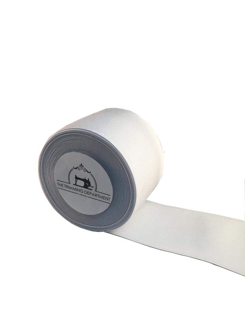 Woven Wide Flat Elastic Band 3 inch 75 mm Wigs Waistband Skirts Maternity wear Belts Hairband Haberdashery Sewing Crafts DIY Projects (White) 10 Meter