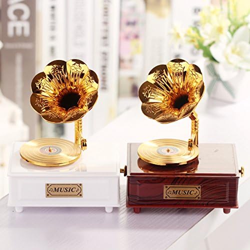 Music Box for Girl Gift Classical Phonograph Model Music Box with Drawer Home Decorative- Golden
