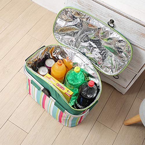 AILELAN Picnic Basket, 26L Large Size Insulated Picnic Basket - BBQ Meat Drinks Cooler Bag - Folding Collapsible Cooler Basket for Family Vacations Parties Outdoor Travel, Keep Food Cold Storage - Thumbnail 5