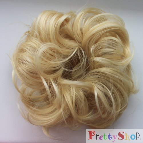 PRETTYSHOP Scrunchie Scrunchy Bun Up Do Hair piece Hair Ribbon Ponytail Extensions Wavy Curly or Messy  bleach blonde 88