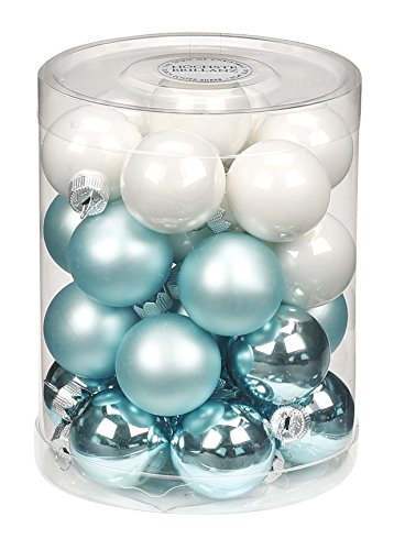 28 Christbaumkugeln Glas 3cm Cool Mint Mintgrün Weiß Weihnachtskugeln Baumkugeln Baumschmuck Weihnachtsdeko Kugeln Glaskugeln Spiegelbeeren