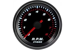 Floweringbeter Electrical Tachometer Gauge 52mm 0-8000 RPM Range with LED Backlight for 1-8 Cylinder Diesel Motor Engine 12V 
