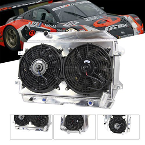Primecooling 3 Row Full Aluminum Radiator w/ Cooling Fan (10 Inches Dia.) +Shroud for Nissan Datsun 240Z / 260Z ,Fairlady 1970-75