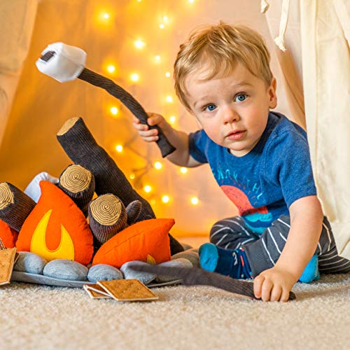 Cart adventure kids pretend plush campfire and s\'mores toy set