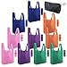 Reusable Grocery Shopping Bags Foldable Totes 10 Pack With Zipper Bags 50LBS XLarge Bags with Elastic Cute Gift Bags Machine Washable Lightweight Sturdy Navy Teal Purple Orange Red