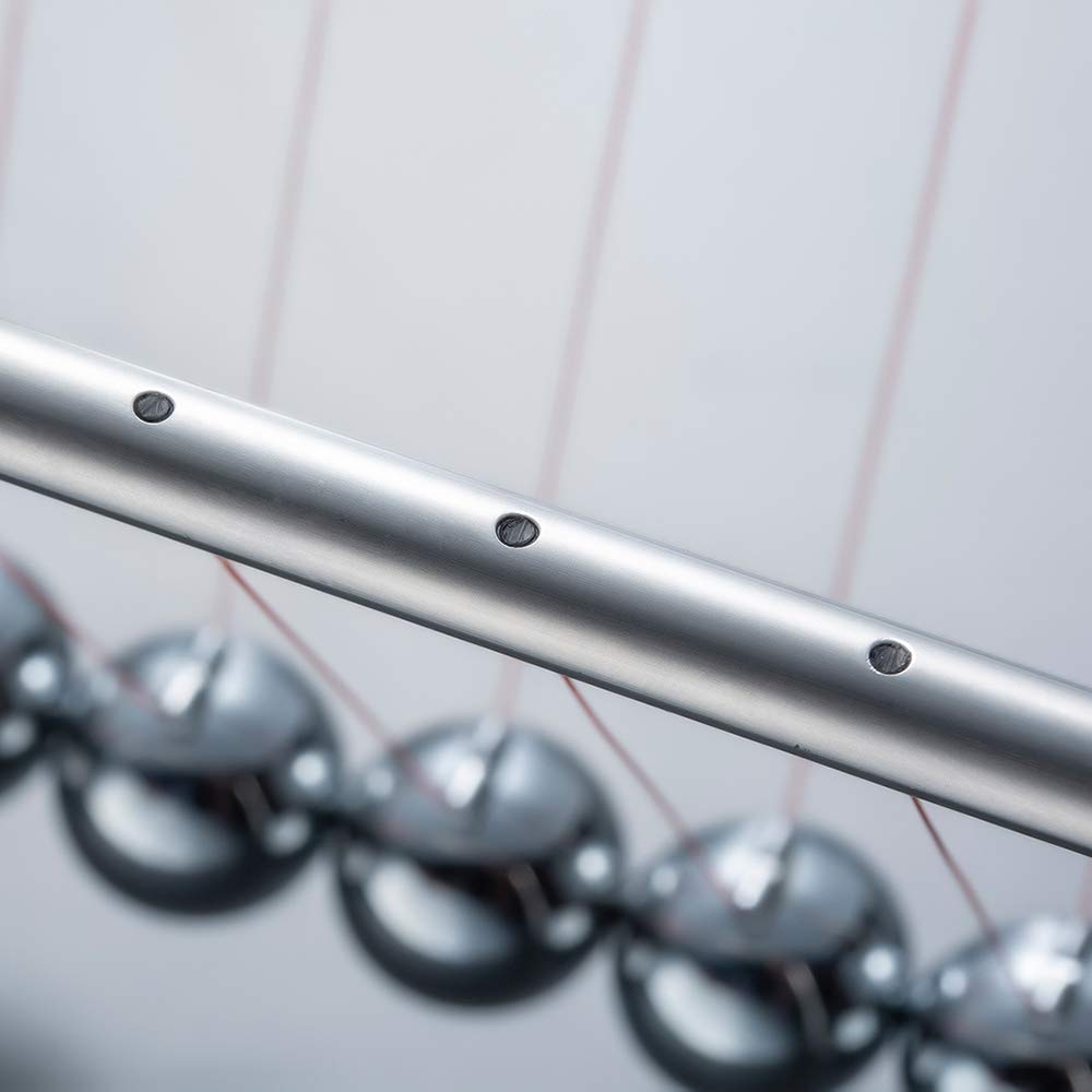 CERROPI Newton Cradle Balance Balls, Newton Pendulum with 7 Balls, Classic Newton Swing Ball, Science Physics Gadget | Desk Toys & Accessories, 70+ Sec Swingtime, Marble Base, Black