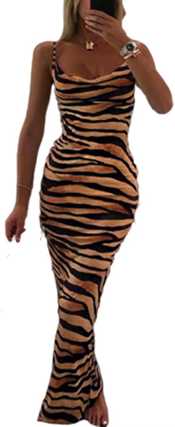 animal print cowl neck dress