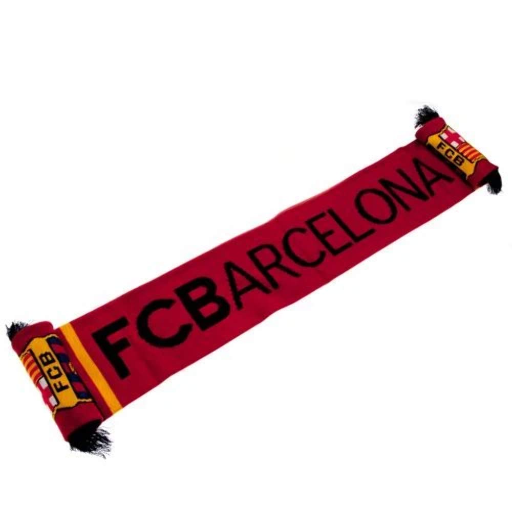 FC Barcelona Official Striped Football Crest Winter Scarf (One Size) (Red/Navy)