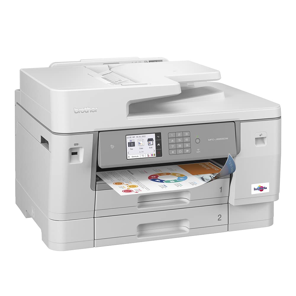 Brother INKvestment Tank Color All in One Printer for Small Business with 11 x 17 in Scanning, Wireless Printing, and Triple Layer Security - Up to 1-Year of Ink Included (MFC-J6955DW)