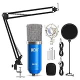 TONOR Professional Studio Condenser Microphone Computer PC Microphone Kit with 3.5mm XLR/Pop Filter/Scissor Arm Stand/Shock Mount for Professional Studio Recording Podcasting Broadcasting, Blue