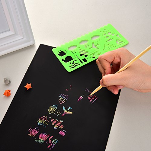 image for Frienda 20 Pieces Scratch and Sketch Art Papers Notes Rainbow Drawing 