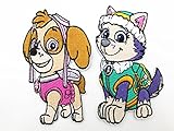 2pc Paw Patrol Skye & Everest Embroidered Patch Iron on Applique Patch