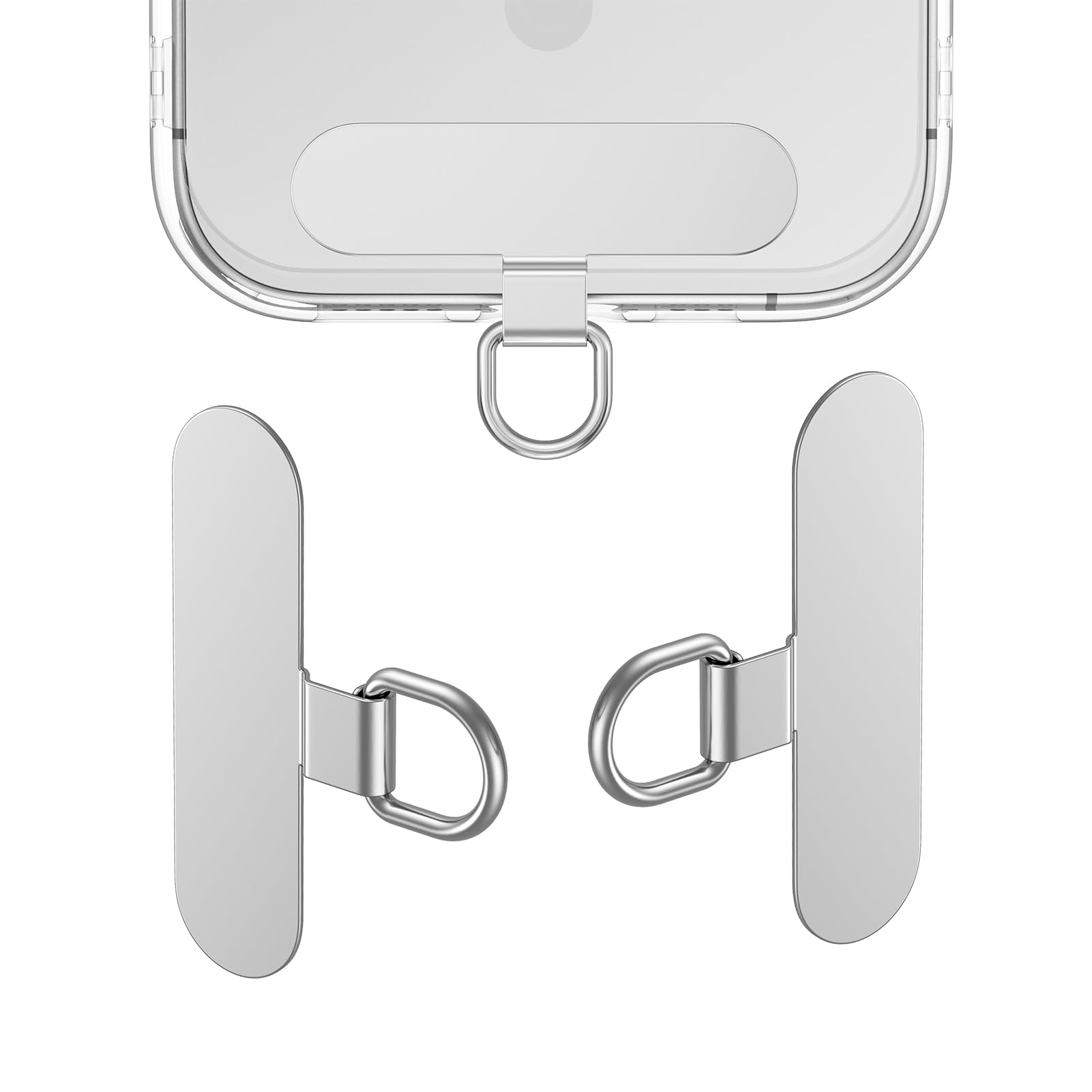 [AILKIN] ストラップホルダー ステンレス金属製 極薄0.3mm 3枚 スマホストラップ ストラップホール ストラップ・リストストラップ ストラップパッチ スマホショルダー 折り曲がれ設計 丈夫 ストラップホール タグパッチ 浮き上がり防止 充電影響なし 落下防止 全機種対応 シルバー の商品画像