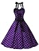 Dressystar Vintage Polka Dot Retro Cocktail Prom Dresses 50's 60's Rockabilly Bandage Purple Black Dot M