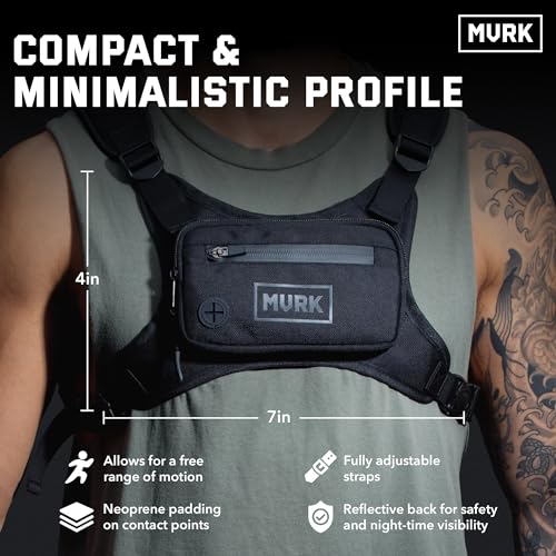MVRK Water Resistant Running Vest Chest Pack, Phone Holder for Running, Lightweight Training Pack with Reflective Detail