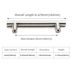 homdiy 20 Pack Brushed Nickel Round Bar Cabinet
