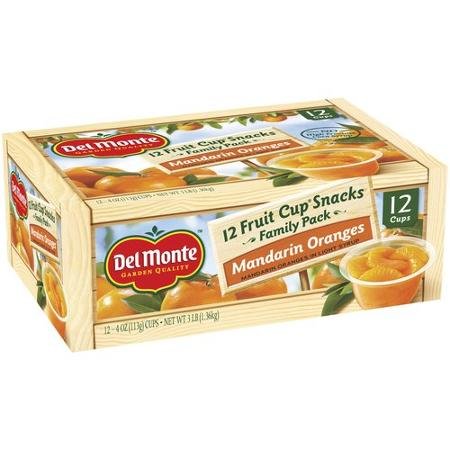 DEL MONTE MANDARIN ORANGES FRUIT CUP SNACKS, 4 OZ, 12 COUNT