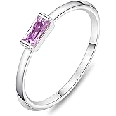 KOHOTA Silver Birthstone Rings for Women Dainty Stackable Engagement Wedding Promise Rings Non Tarnish CZ Emerald Green Gemstone Ring Mothers Birthday Gift Size 6-10