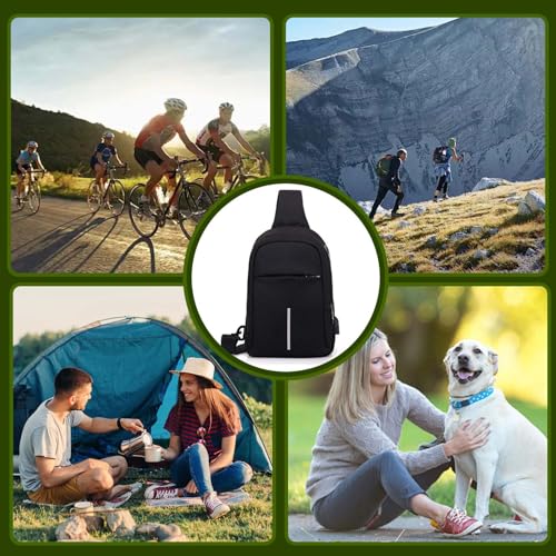 Mochila Cruzada Multifuncional para Hombre,Mochila unisex,Bolso de bandolera Impermeable con Puerto de Carga USB y de Auriculares,bandolera hombre,para Senderismo,Deportes,Actividades al Aire Libre