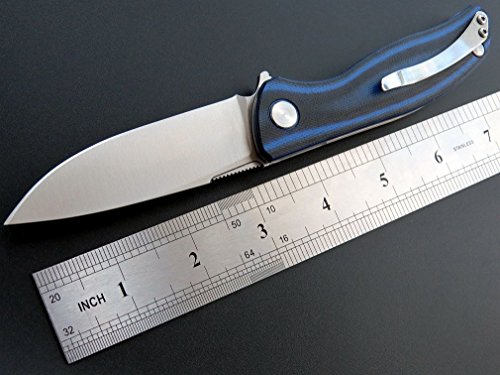 Eafengrow EF33 Folding Knife G10 Handle Ball Bearing Tactical Pocket Knives Outdoor Survival Hunting Camping Tools (Blue stripes) - Thumbnail 2