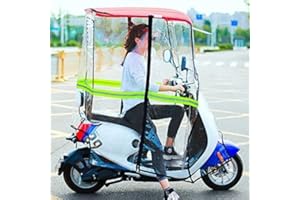electric car sunshade， Mother's Day gift， Motorcycle Sun Shade Cover Fully Enclosed Motor Scooter Transparent Curtain,(Red,Re