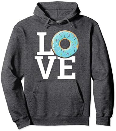 Unisex LOVE Blue Glazed Donut Hoodie | Food Lover Hood 2XL Dark Heather
