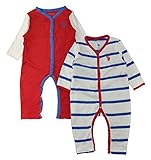 U.S. Polo Assn. Baby Boys' 2 Pack Sleep 'N Play Set, Engine Red, 6-9 Months