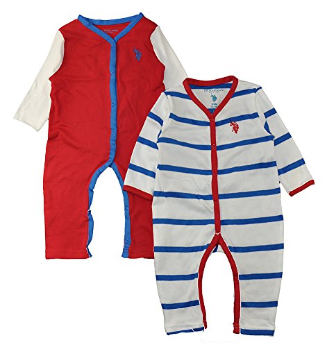 U.S. Polo Assn. Baby Boys' 2 Pack Sleep 'N Play Set, Engine Red, 6-9 Months