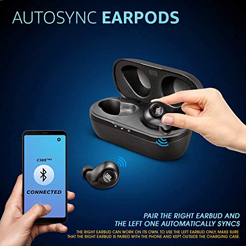 JBL C105TWS True Wireless in-Ear Headphones with 17 Hours Playtime (5 Hrs on Earbuds, 12 Hrs in Case), Quick Charging &