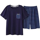 OMYbaby Big Boys Pajamas Set Loose Summer Short Cotton Sleepwear Teens PJS 13-18Years