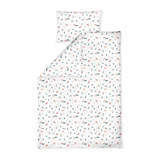 Julius Zoellner Jersey Childrens Bed Linen 100 x 135 cm + 40 x 60 cm, 2-Piece Set Consisting of Duvet Cover and Pillowcase, 100% Jersey Cotton, with Zip, Standard 100 by Oeko-Tex, Little Fox