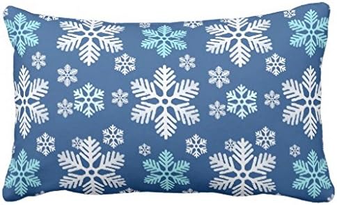 Standard Pillowcase Decorative Falling Snowflake Patterned Blue Pillow Sham 20X30 Inches