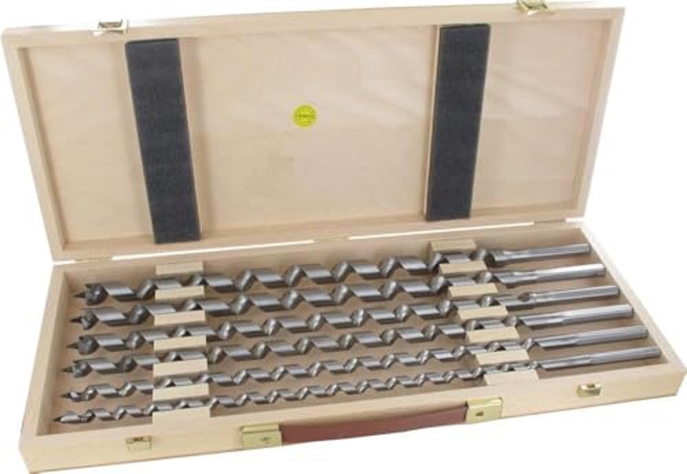 Famag Lewis 1414400 Set of 6 Simple Spiral Drill Bits in a Wooden Box 10-20 x 460 mm