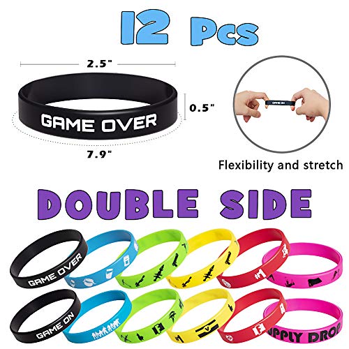 DMIGHT Birthday Party Supplies for Game Fans, 91 pcs Gaming Theme Party Toy Set - Include 12 Pcs Masks, 12 Pcs Silicone Bracelets, 12 Pcs Button Pins, 55 Pcs Stickers