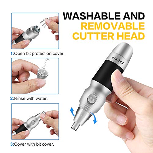 Nose Hair Trimmer - Jurgen K Professional Painless Nose and Ear Hair Trimmer Clipper Removal for Men&Women, Battery Operated, Mute Motor, Double-Edge Stainless Steel Blades - Thumbnail 7