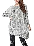 ELLAZHU Women Baggy Newspaper Knit Pullover Dress OneSize SZ44 Grey