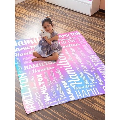 Custom Name Throw Blanket Name Personalized Blanket Gift for Boys Girls Kids Soft Cozy Blanket for Bed Couch Sofa Chairs—All Season 30''x40'' for Baby/Pets