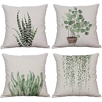 of covers amazon pillow set 4 Covers Set Of Plant 4 Green YeeJu Amazon.com: Throw Pillow
