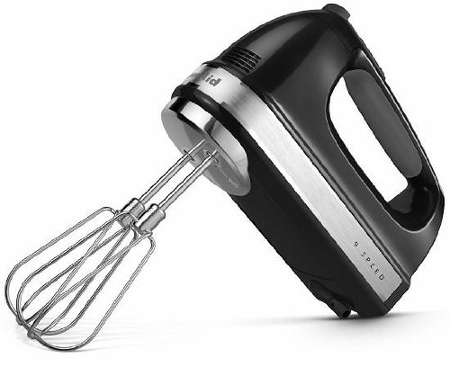 KitchenAid KHM920A 9-Speed Hand Mixer- With (Free Dough hooks, whisk, milk shake liquid blender rod attachment and accessory bag) (Black)