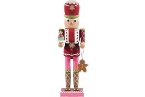 CynynYxy Gingerbread Nutcracker Figures 14 Inch Nutcracker Christmas Decor Traditional Wooden Nutcracker Ornaments for Desktop Table Shelves Collectible Xmas Decor(Style C)