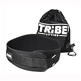 Nylon Weight Lifting Belt for Men and Women + Drawstring Bag, Black Neoprene with Adjustable Velcro, for Weightlifting, Power Lifting, Crossfit and Lower Back Support