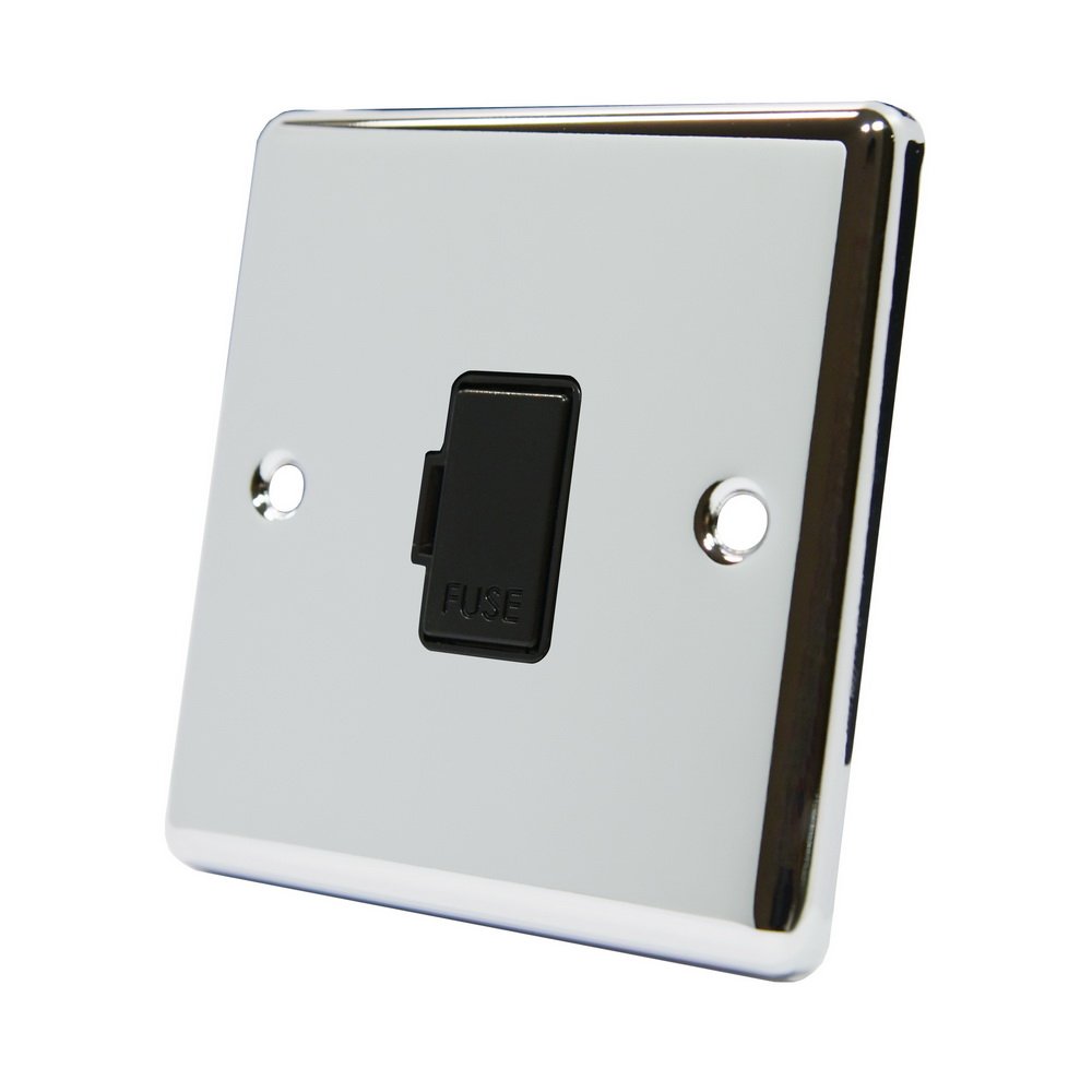 AET CPCUFSBL Polished Chrome Classical Unswitched Spur Black Insert-13 Amp Fused Connection Unit
